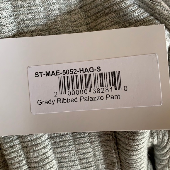 NWT! Maronie Grady Ribbed Grey Wide Leg Palazzo - Picture 6 of 9